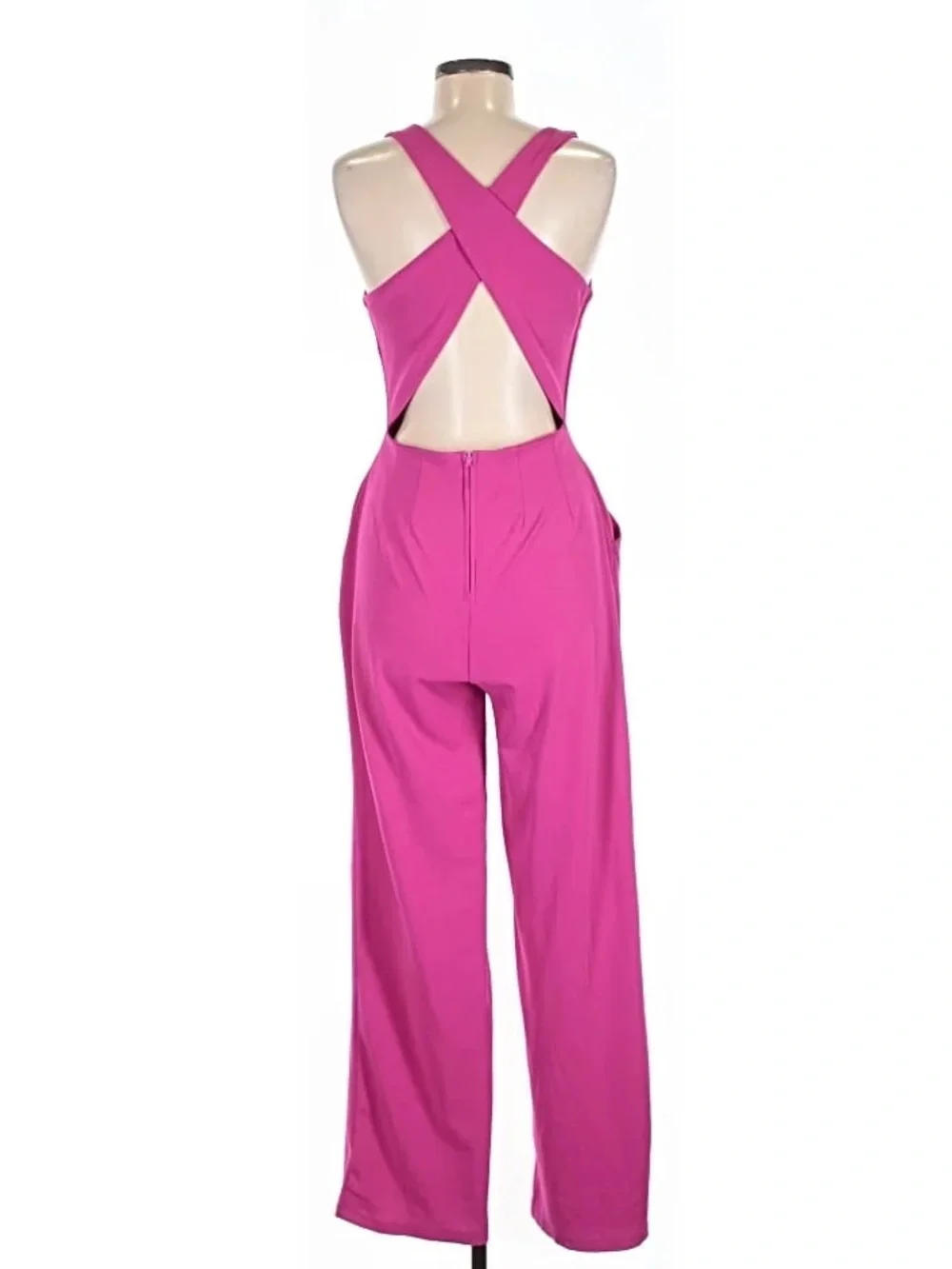 Crystal Sky Hot Pink Open Back Wide Leg Jumpsuit Small - Picture 2 of 5